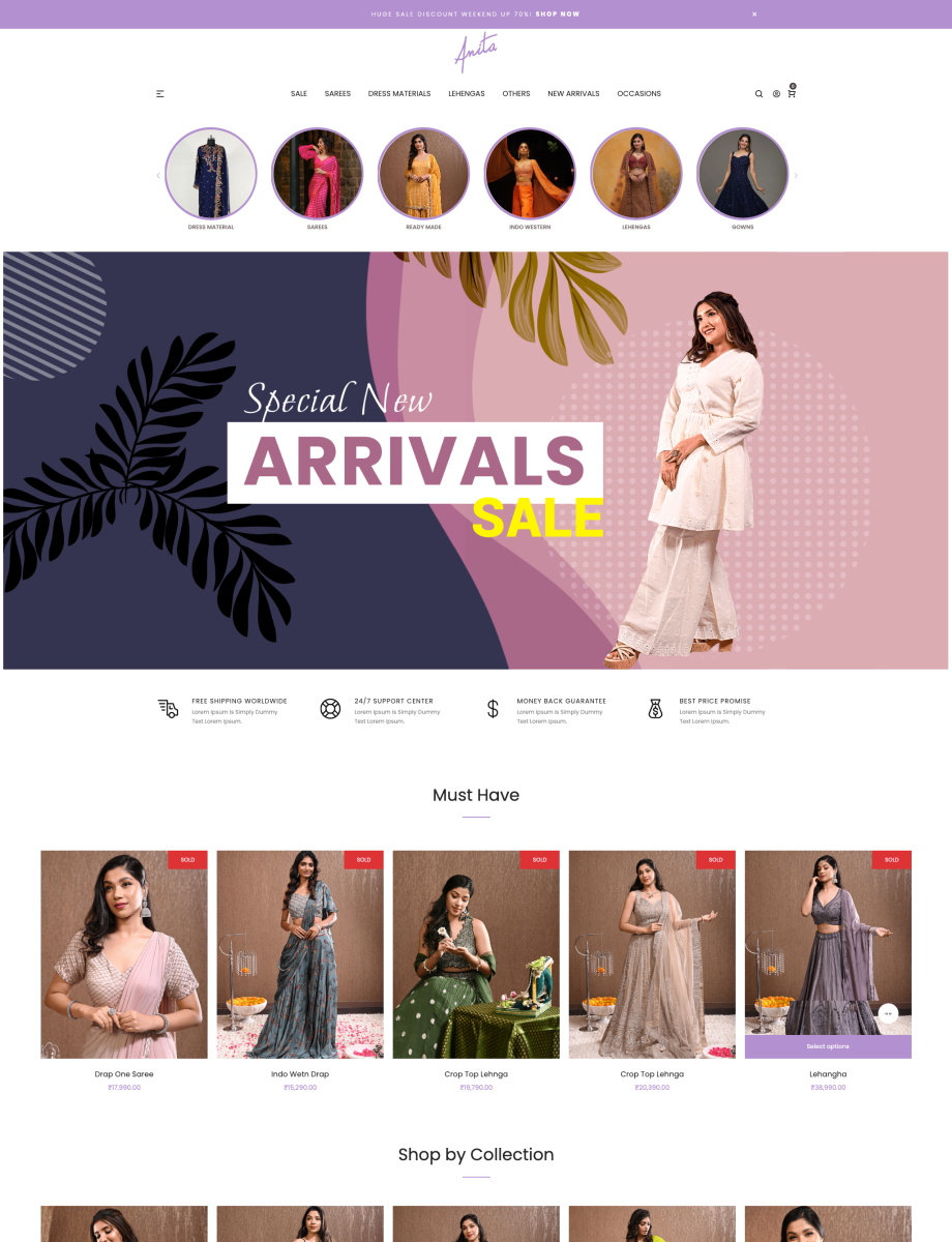 Anita Sarees ecommerce website
