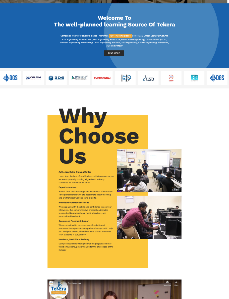 Training center website